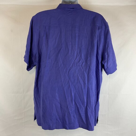 Tommy Bahama Hawaiian Shirt XL Purple Leaf Textured Button Front Short Sleeve - Picture 5 of 8
